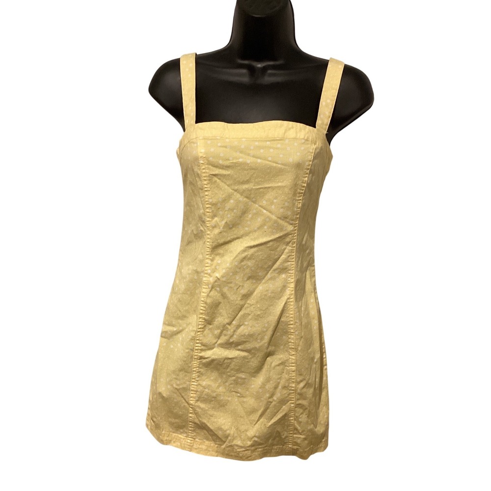 Forever 21 Yellow Polka Dot Mini Dress‎ Square Neck Spaghetti Strap Size S